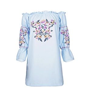 Blue off the shoulder dress - new